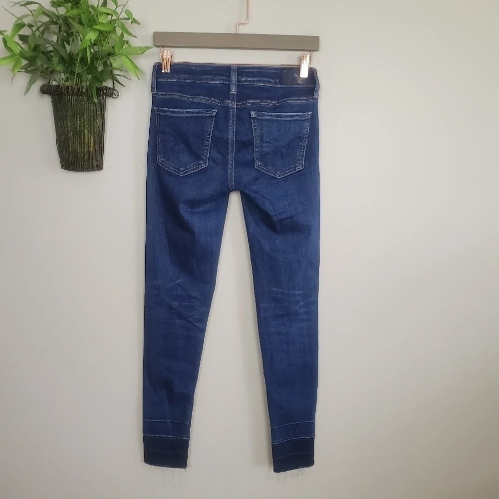 American Eagle Jegging Skinny Distressed Frayed Raw Hem Stretch Jeans AE 0 Y2K